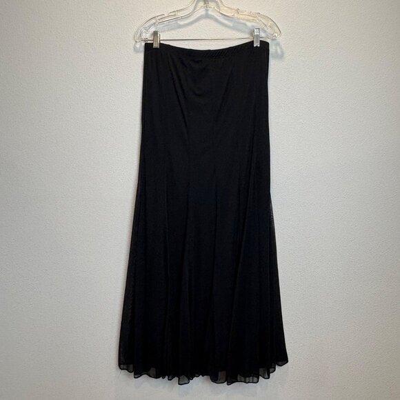 VTG Onyx Nite Slinky Black Strapless Chiffon Dress Womens L USA Stretch Goth - Picture 9 of 9